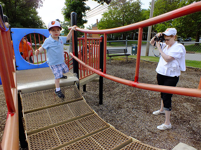 Abby photographs our grandson Paul as he plays at a Parkville, Maryland neighborhood playground.