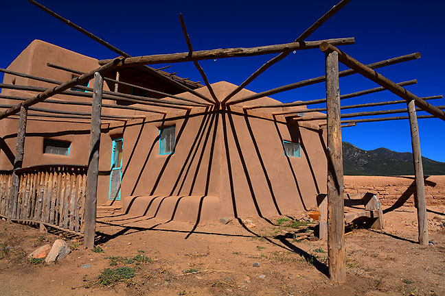 The northeast corner of Taos Pueblo features this structure with fascinating shadows.