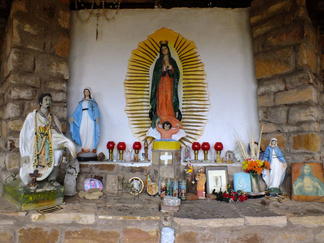 This is La Gruta de la Sagrada Familia (The Grotto of the Sacred Family) in Villanueva, New Mexico.