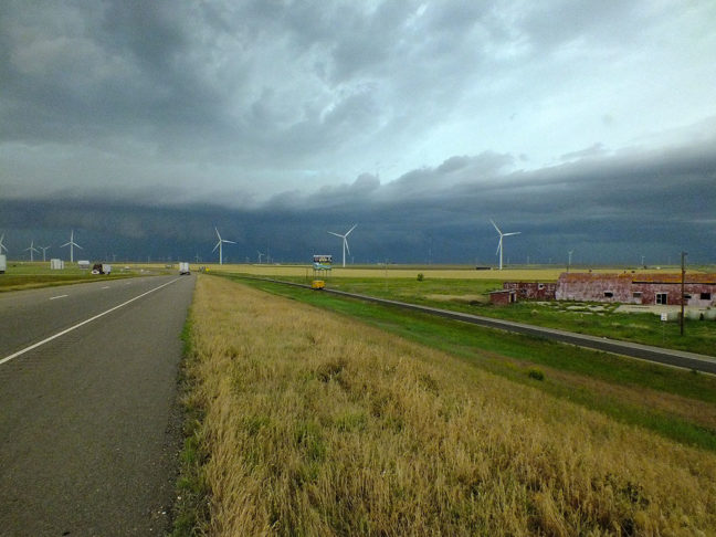 We approached a severe thunderstorm in the Texas Panhandle, and later took shelter from it.