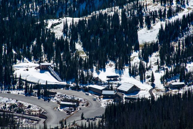 This image from Lobo Overlook shows Wolf Creek Ski Area. When Abby and I go to the mountains, she has to put up with stories of many ski trips years ago.