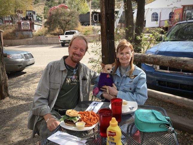 Abby and I had lunch at The Hollar in Madrid, New Mexico, a town mostly dedicated to arts and crafts, and being pet, especially dog, friendly. We sat in the cool sunshine for over an hour, both of us thinking we might like to live there some day.