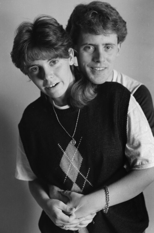 Brother and sister Deb and Robert Stinson pose in the Art Department at the University of Oklahoma in 1984.