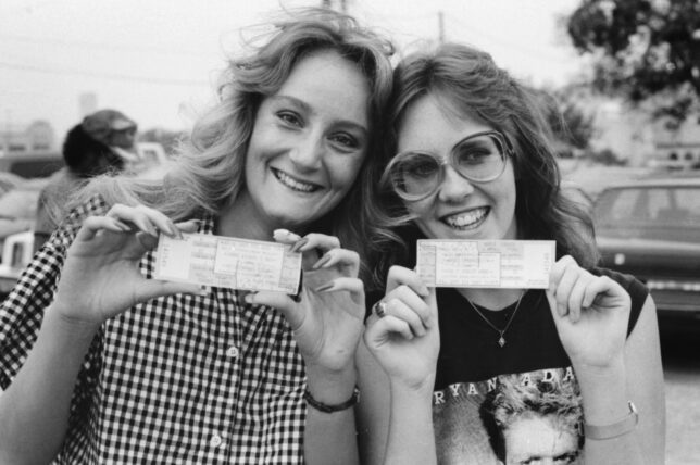 My sister Nicole and her best friend Stacey pose with their Bruce Springsteen concert tickets in Dallas in September 1985.