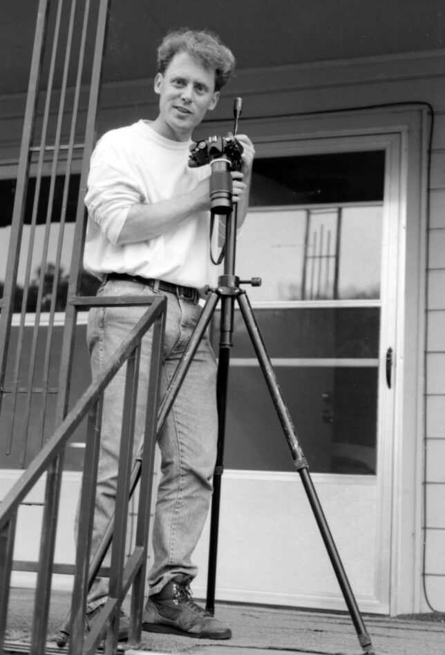 Robert Stinson uses a tripod as we make pictures at my apartment in the early 1990s.