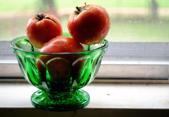 Tomatoes sit in a bowl on my kitchen windowsill this morning. Shot with the 35mm f/2.8 Kamero lens on my Fujifilm X-T10, I was happy with the result.