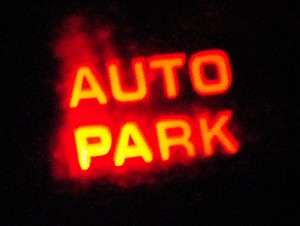 The stubborn "auto park" light on the instrument panel of our motor home.
