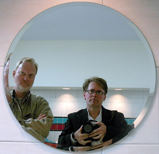 Robert and I pose in a mirror at the store at Clines Corners, New Mexico, April 2011.