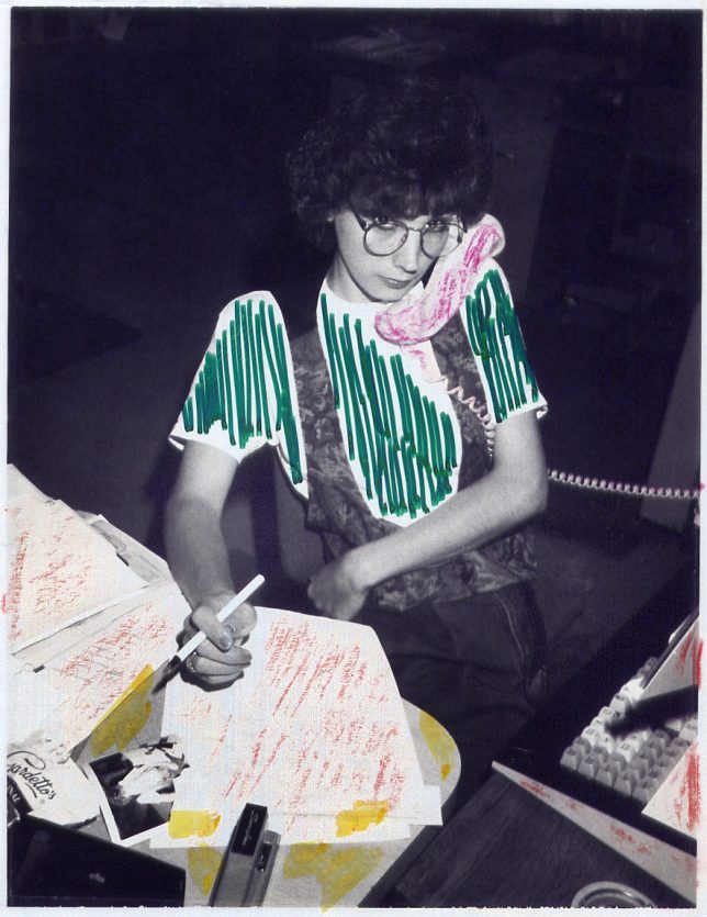 I shot this Polaroid of Pam at her desk in the newsroom. Later, she hand tinted it. 