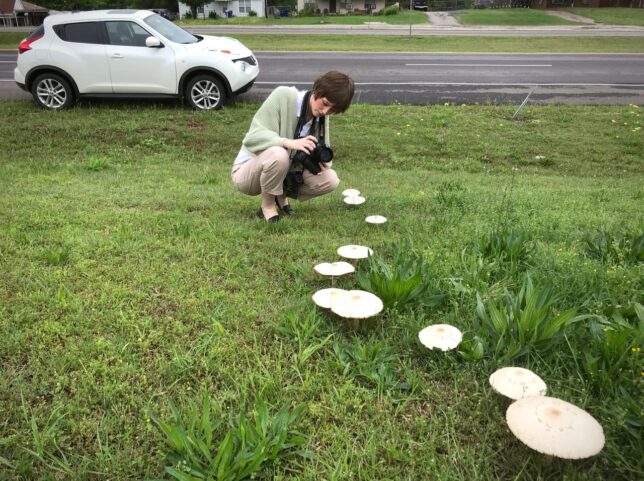 On one of our first assignments together with Ashlynd, we stopped to photograph clouds I spotted through my sunroof, and that really made an impression on her. This image of Mackenzee photographing a fairy ring reminded me of that time.