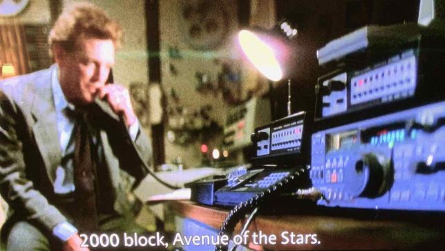 Some movies try harder than others, while some, like the big-budget, action-packed Die Hard, don't. The scanners in this shot look like the first thing the props department came across the had flashing lights on them. I guess we're lucky they weren't CB radios.
