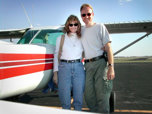 Abby and I pose with a Cessna 152, N6202M, in the spring of 2003. 