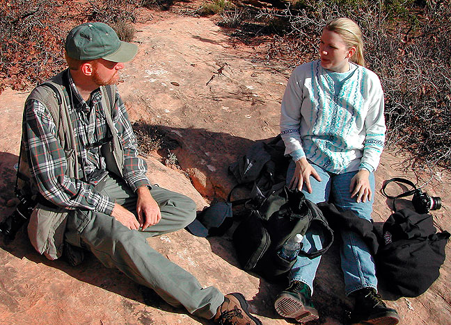 Jamie and I rest on the Chesler Park trail at Canyonlands.