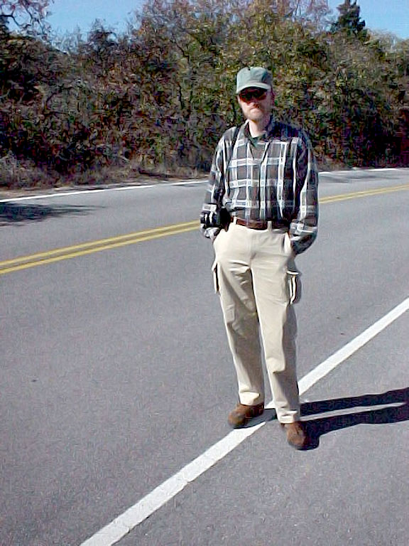 The author prepares to hike the "Glacier Rocks" in November 2000.