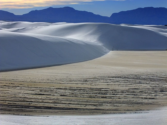 By mid-afternoon, I was at White Sands National Monument, but was vexed by soft light and haze, seen in this image.