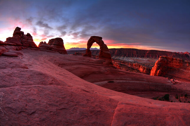 Delicate Arch in Arches National Park, Utah, an icon of the American southwest, where Abby and I got married in 2004, glows in pre-dawn light.