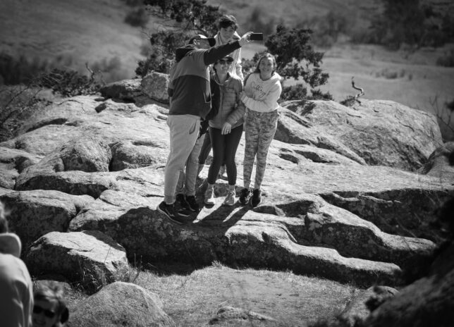 A family makes a fun selfie on Mount Scott.