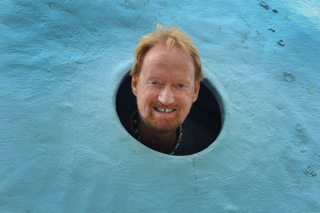 Naturally, I had to poke my head through one of the Blue Whale's holes to have Robert make a picture of me.